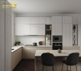 Mẫu Tủ Bếp INOX Cánh Kinh MS006
